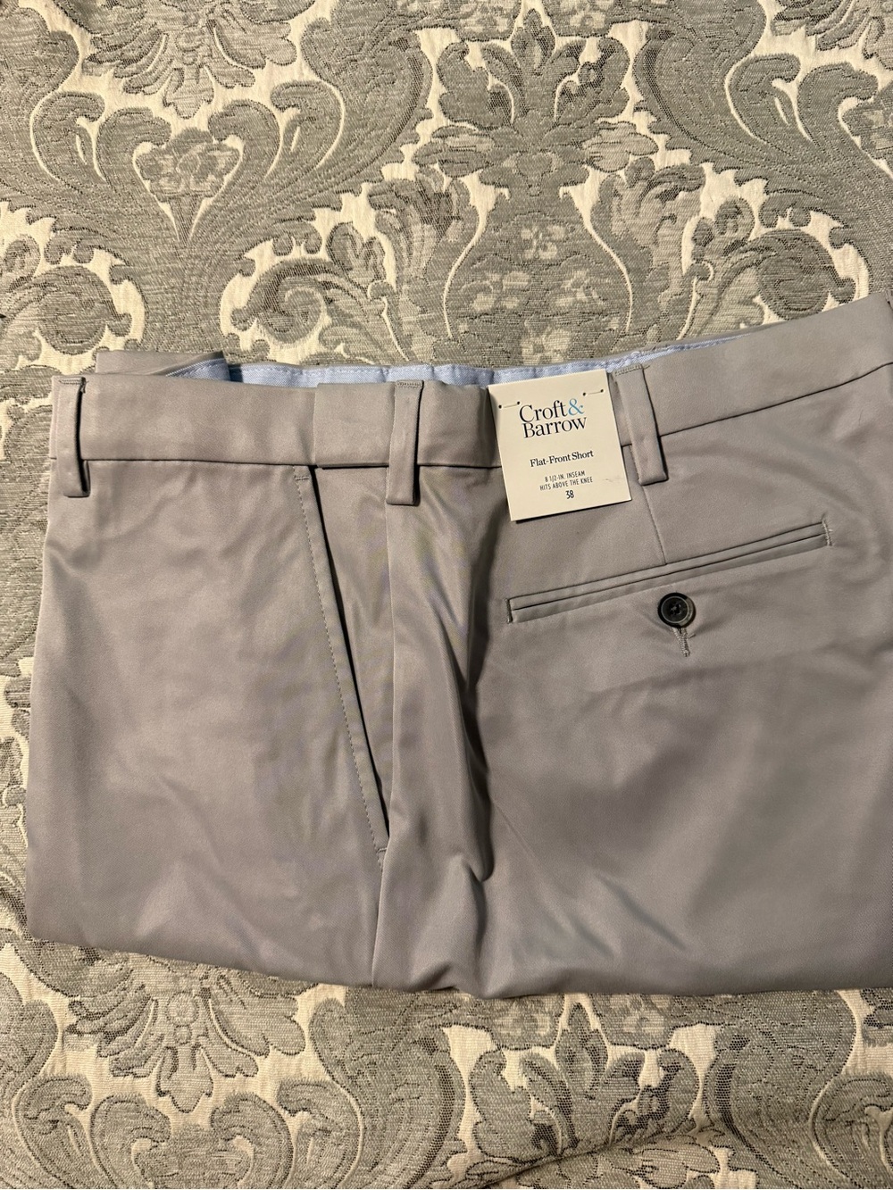 croft & barrow Men's Light Gray Flat-Front Chinos